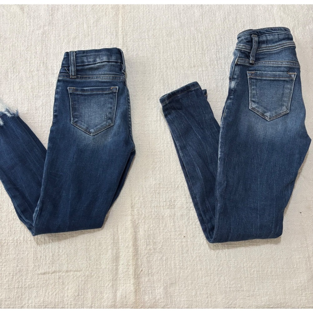 Lot 2 KanCan Signature Kids High Rise Skinny Distressed Jeans Size 6 Dark Wash